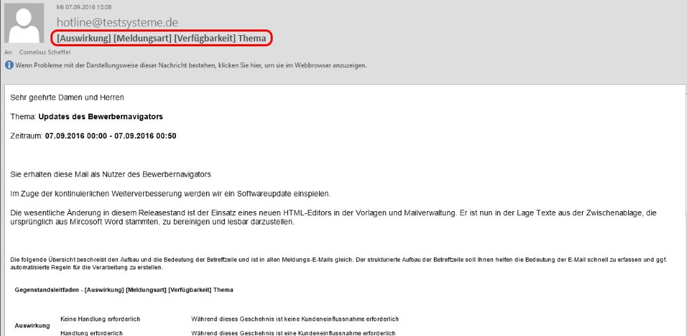 Benachrichtigungssystem E-Mail opta