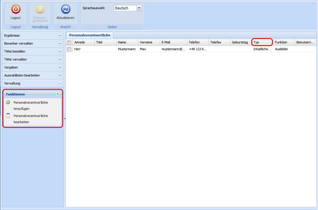 Benachrichtigungssystem Screenshot Opta Personalverantwortliche hinzufügen