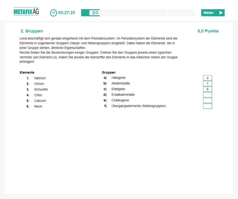 Muster-Aufgabe Chemie 2 Metafix AG