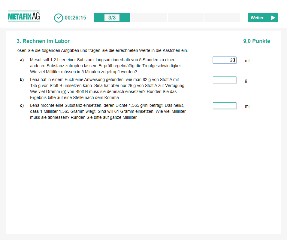Muster-Aufgabe Rechnen 3 Metafix AG (2)