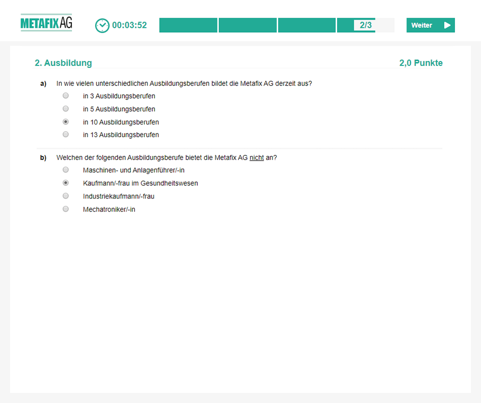 Muster-Aufgabe Unternehmen 2 Metafix AG