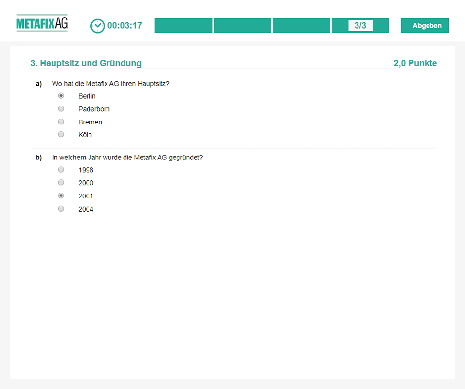 Muster-Aufgabe Unternehmen 3 Metafix AG