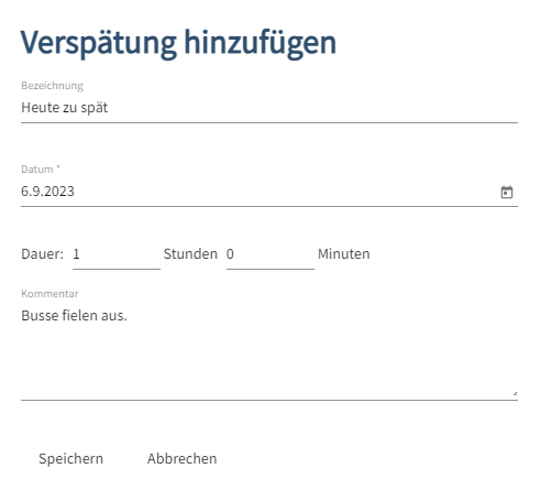 u-form Azubi-Navigator - Verspätungen erfassen